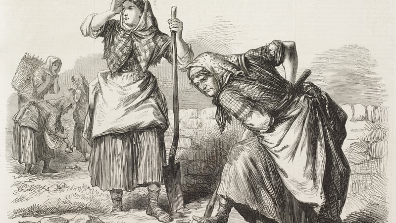 Women at work in a field in Co Roscommon in 1870. Illustration: The Illustrated London News/ Getty Images