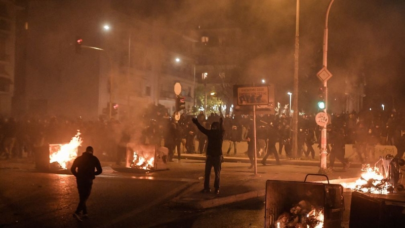 The demonstration follows uproar over viral video footage showing an officer beating a man with a baton