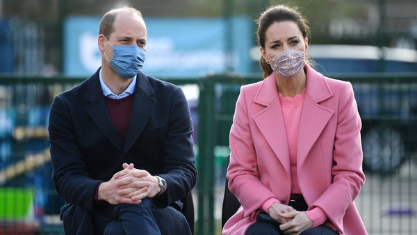 Prince William and his wife Catherine at a visit to a school this morning