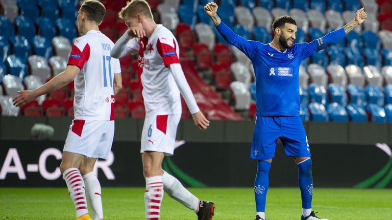 Connor Goldson reacts after Filip Helander makes it 1-1