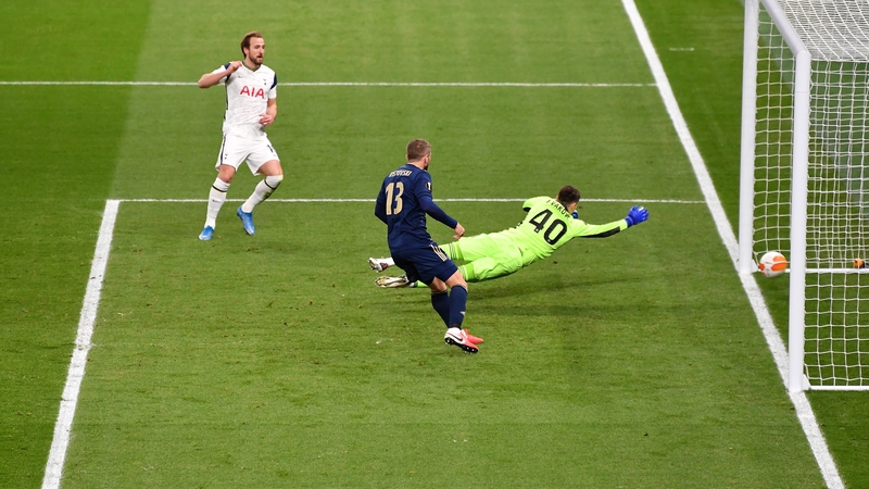Harry Kane scores past Dinamo Zagreb goalkeeper Dominik Livakovic