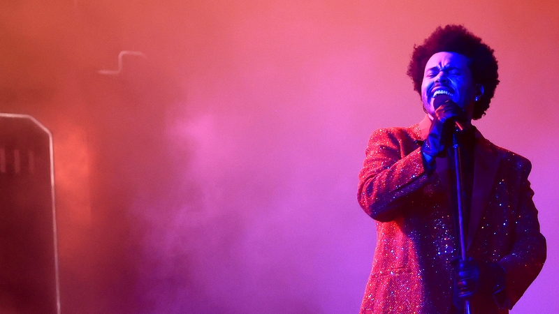 The Weeknd performing at the Super Bowl in February
