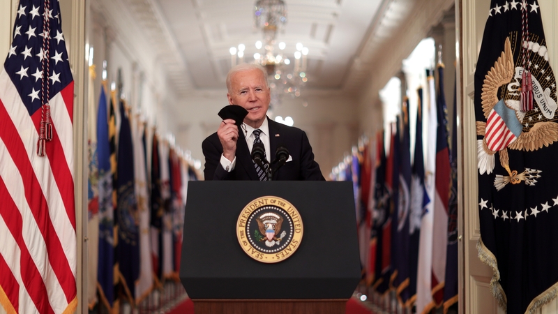 Joe Biden during his first address to the nation since taking office