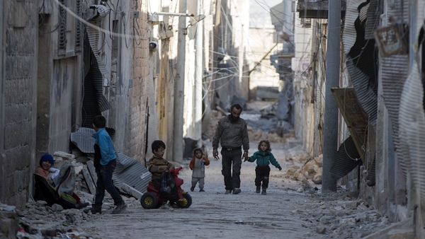 Civilians in Al Bab after the town was freed from Daesh terrorists by Free Syrian Army (FSA) February 2017