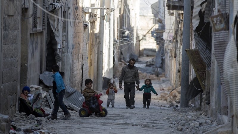 Civilians in Al Bab after the town was freed from Daesh terrorists by Free Syrian Army (FSA) February 2017