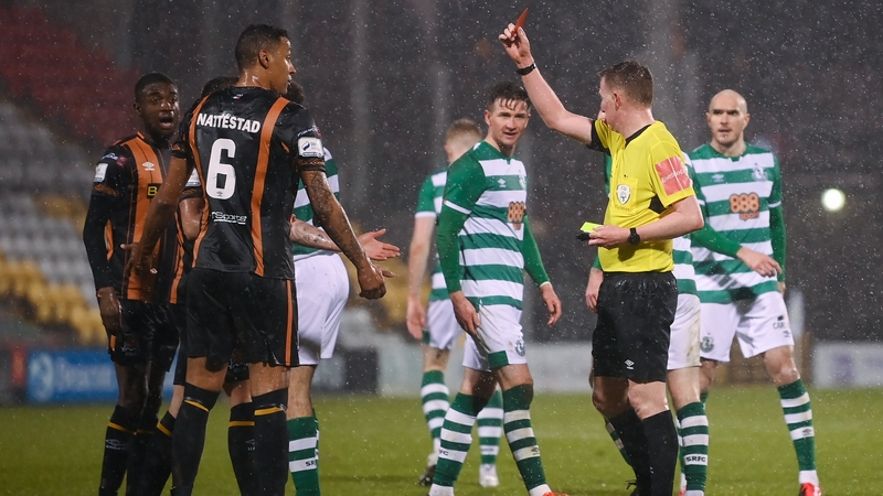 Sonni Nattestad was sent off against Shamrock Rovers