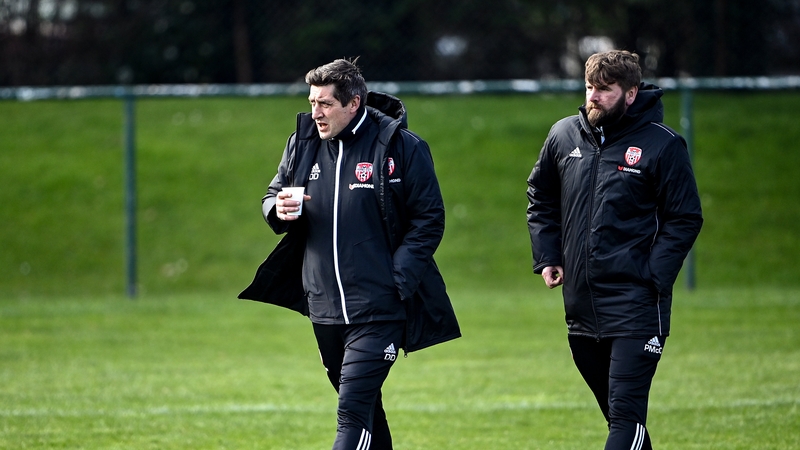 Derry City manager Declan Devine, left, and academy director Paddy McCourt, at a recent pre-season game in Dublin
