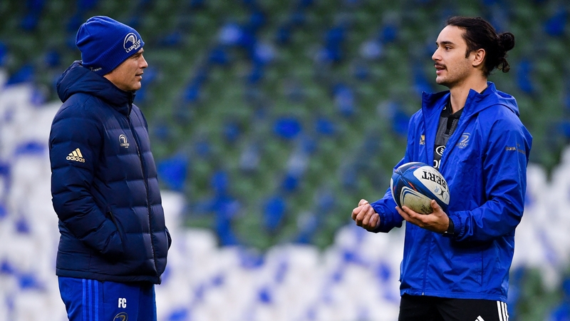 Felipe Contepomi, left, in conversation with James Lowe in 2018