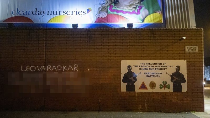 The graffiti was on a wall at the junction of the Newtownards Road and Belvoir Street in the city