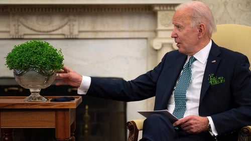 US President Joe Biden at St Patrick's Day in the White House in 2021