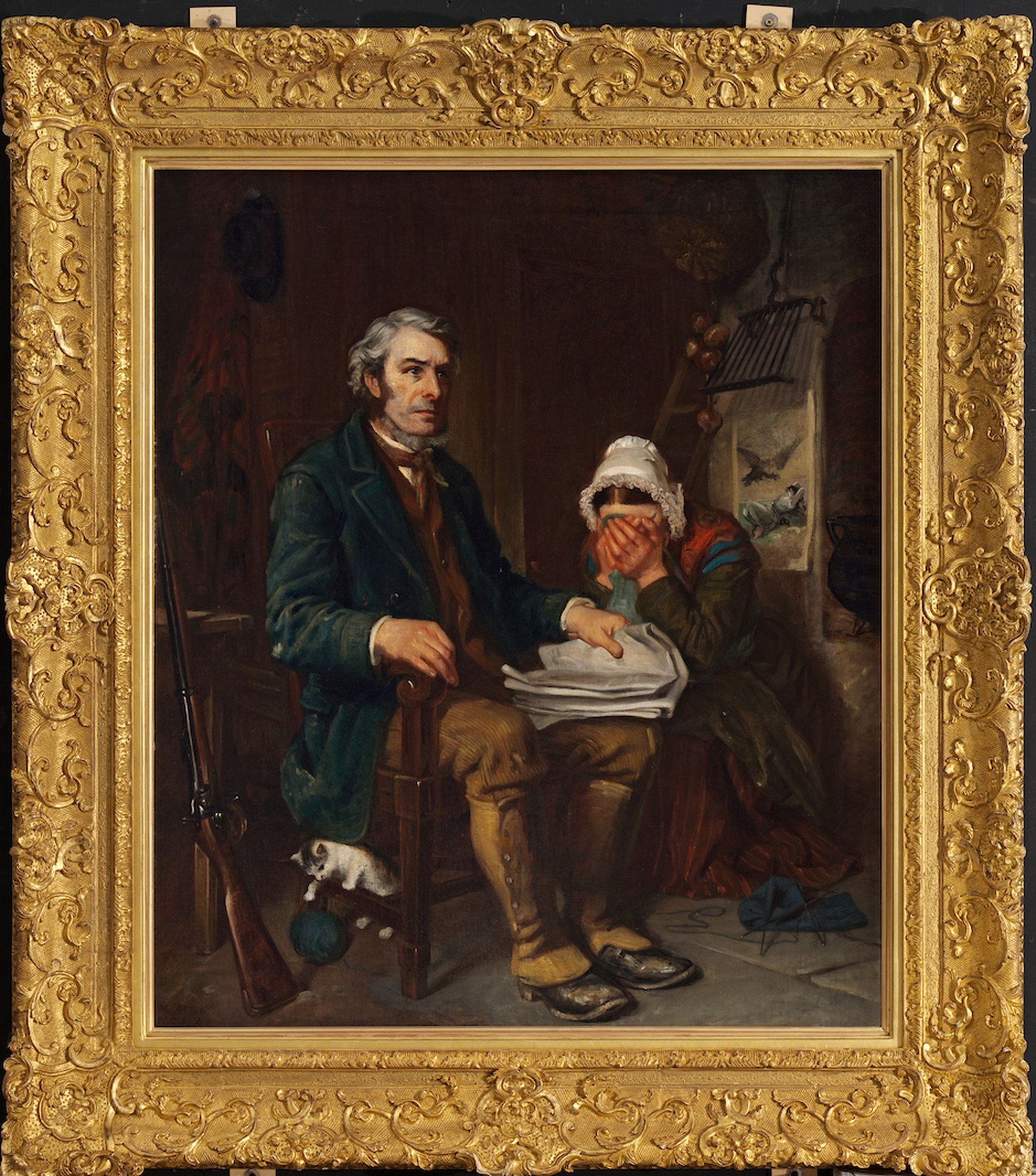 Bad News in Troubled Times (1886)  by Margaret Allen, HRHA
1832–1914. Image courtesy of and copyright Ireland's Great Hunger Museum, Quinnipiac University