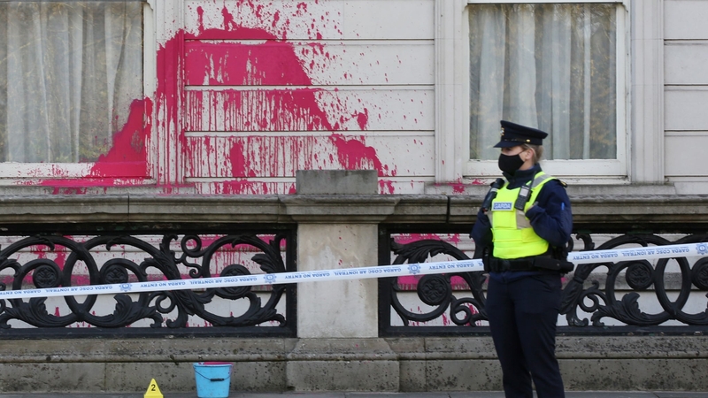 Paint was daubed on the walls of Iveagh House
