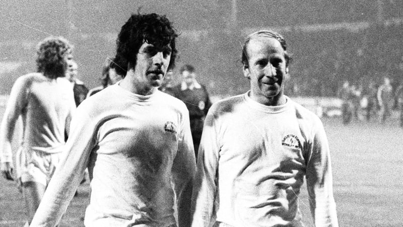 Lorimer (left) and Bobby Charlton