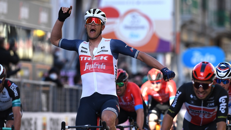 Jasper Stuyven celebrates victory