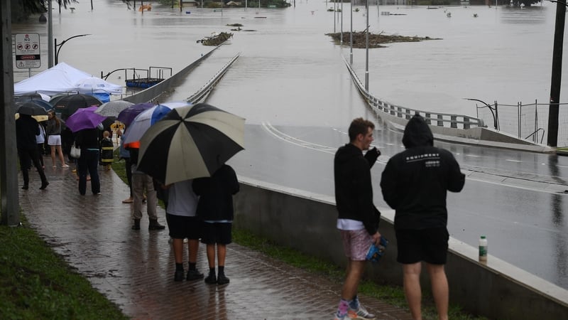 The New Windsor Bridge was inundated by flood waters from the Nepean River in the north west of Sydney