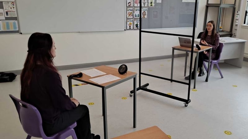 Student Holly Loftus and French teacher Maria Fahy