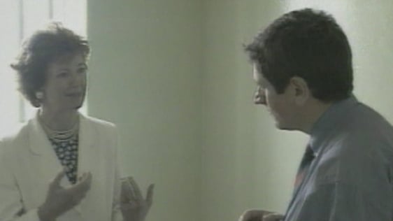 Mary Robinson speaking to RTÉ News reporter Charlie Bird on Robben Island (1996)