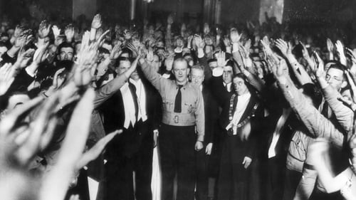 Fine Gael's first leader Eoin O'Duffy at a rally of the Blueshirts. To his right is Alfred Byrne, the Lord Mayor of Dublin. Photo: Hulton Archive/ Getty Images