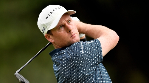 Jonathan Caldwell playing his tee shot on the first hole during Day Two