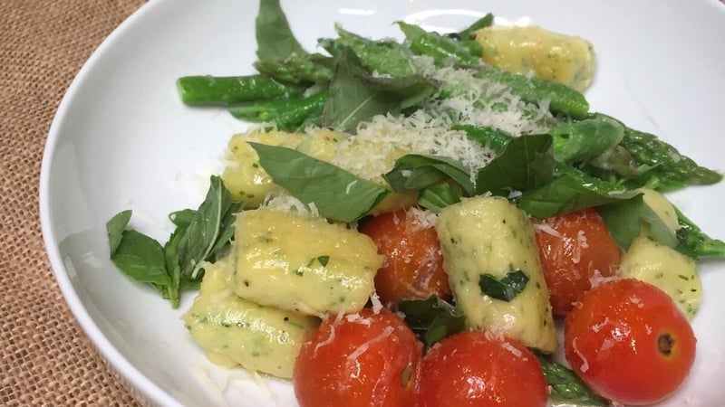 Wade Murphy's potato & herb gnocchi, spring greens, Irish cheese.