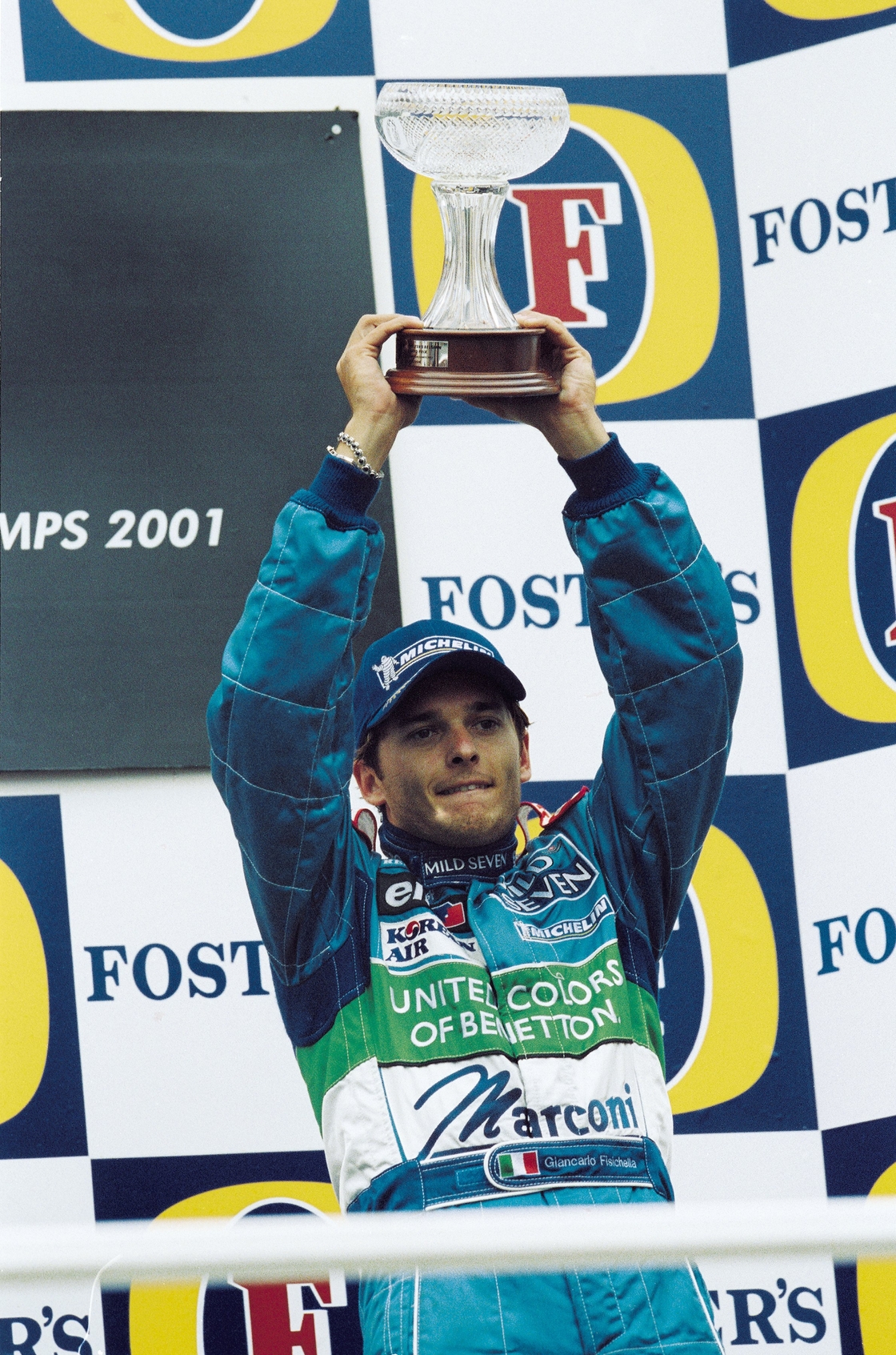 Fisichella after finishing third in Spa in 2001 for Benetton