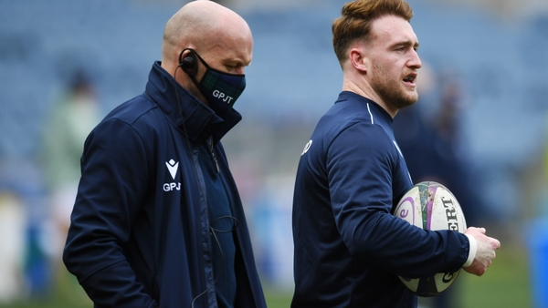 Stuart Hogg (R) with Scotland head coach Gregor Townsend