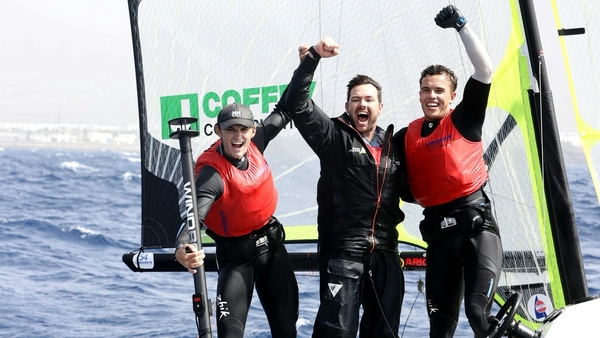 (Left to right): Robert Dickson, Matt McGovern and Sean Waddilove celebrate qualification.