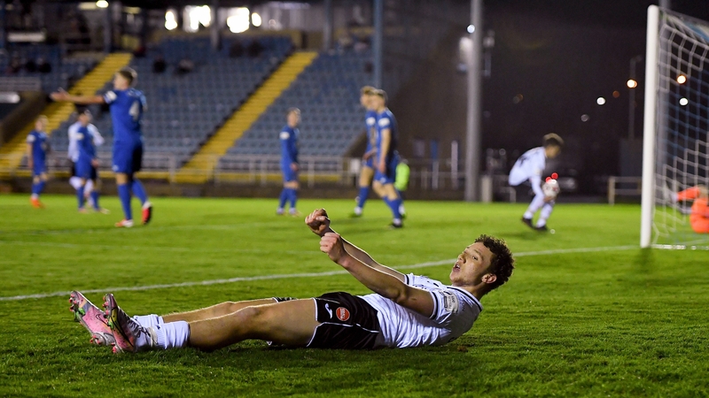 Jordan Gibson of Sligo Rovers celebrates his side's first goal
