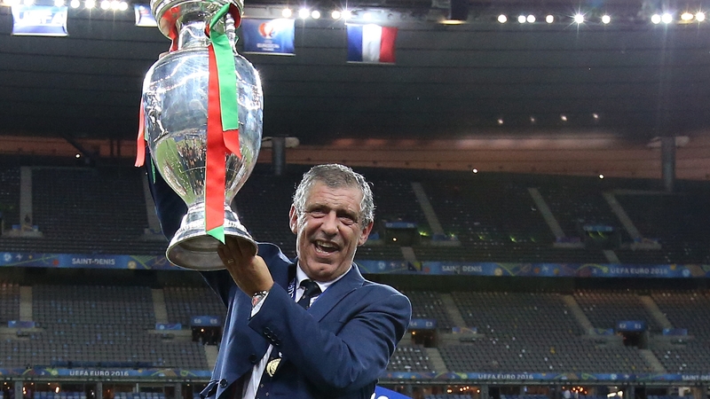 Fernando Santos holds the Euro 2016 trophy