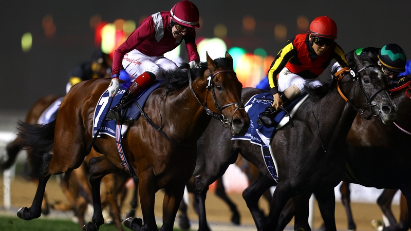 David Egan (maroon and grey silks) can afford a smile on board Mishriff after another Group One win