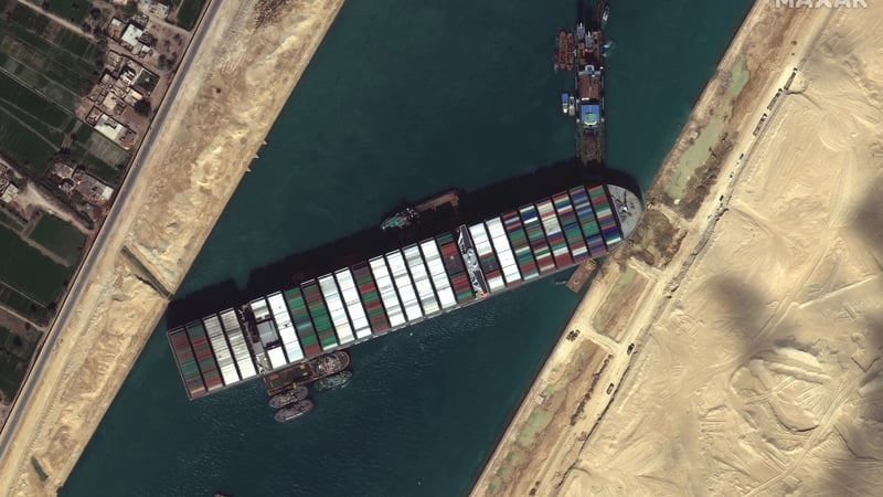 Most consumers are unaware that around 90% of the world's trade is transported by sea. 12% of it passes through the Suez Canal which shortens travel distance between Asia and Europe by a third. Photo: Getty Images/Maxar Technologies.
