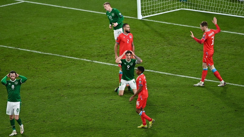 James Collins reacts to a missed chance against Luxembourg