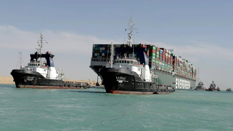 The MV Ever Given is being moved north for an inspection