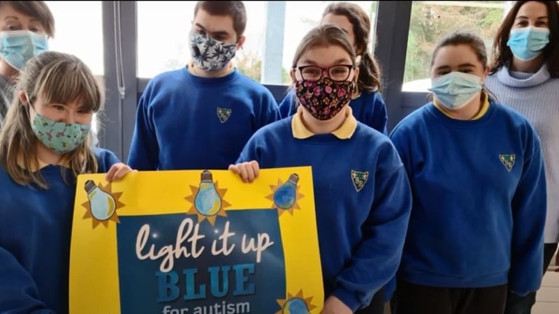 Pupils and teachers from St Bernadette's Special School pictured in a video to mark World Autism Awareness Day