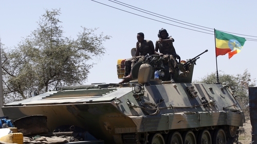 File photo - Units of Ethiopian army patrol the streets of Mekelle city of the Tigray region