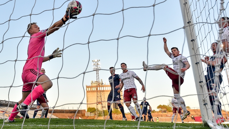 Ronan Coughlan rises to head the winner for St Patrick's Athletic in this evening's league clash at Dalymount Park