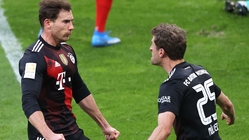Leon Goretzka (left) scored Bayern's winner at Leipzig
