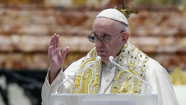 Pope Francis delivers his Urbi et Orbi Blessing, after celebrating Easter Mass at St. Peter's Basilica