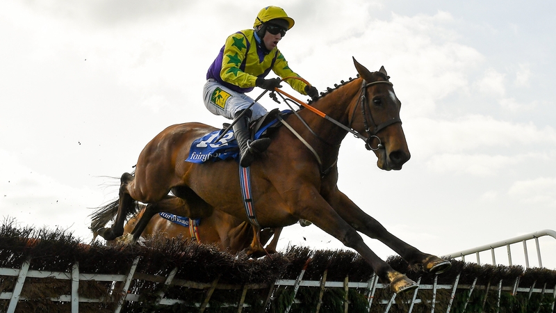 Skyace, rode by Jody McGarvey, jumps the last on her way to victory