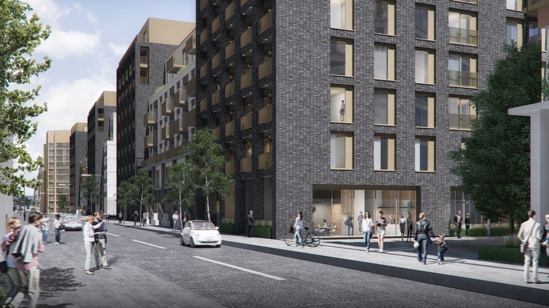 An artists impression of the proposed development between Sheriff Street and East Wall