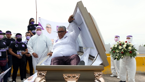 Carlos Mayorga said he was sending a message to politicians that people were dying 'because of their indifference'