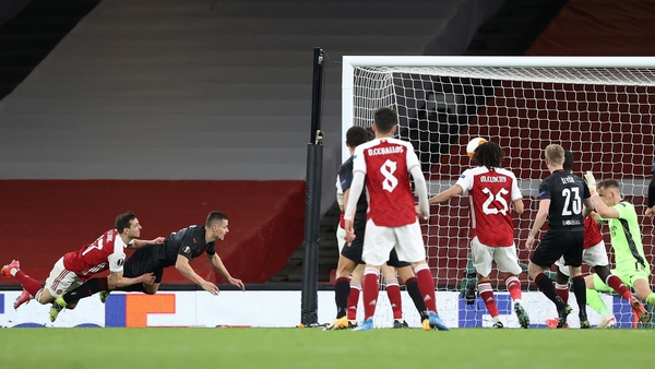 Tomas Holes of Slavia scores