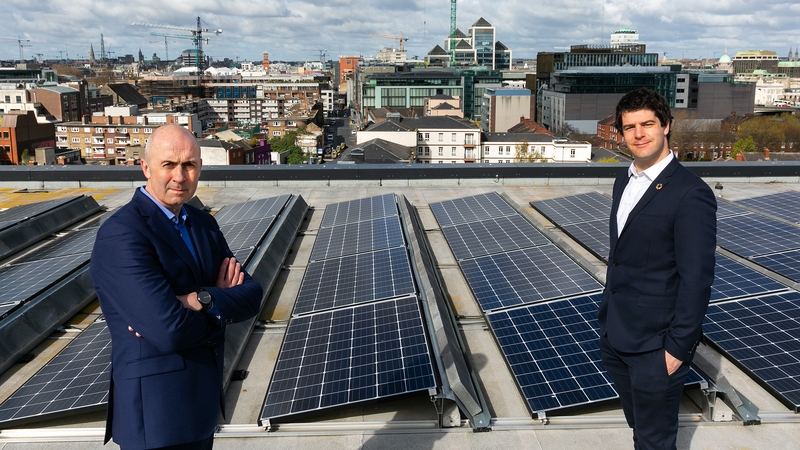 Kevin Nowlan, Hibernia CEO and Neil Menzies, Hibernia Sustainability Manager, at 1WML in Dublin's Docklands
