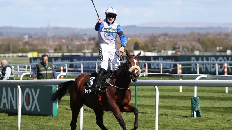 Kevin Sexton celebrates as he passes the line on Belfast Banter