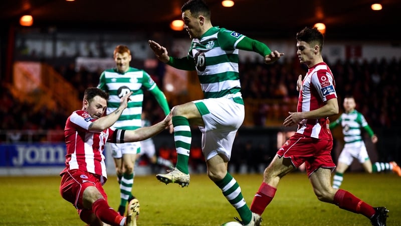 Aaron Greene of Shamrock Rovers in action at The Showgrounds in 2020