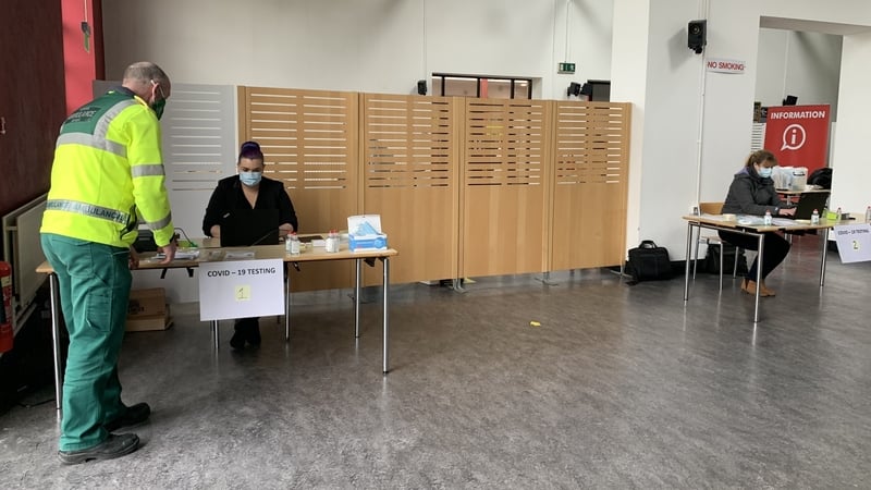 Staff inside the walk-in test centre at WIT in Waterford