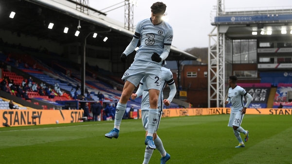 Kai Havertz jumps for joy after scoring at Selhurst Park