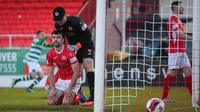 The unfortunate John Mahon reacts to his own goal