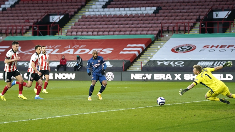 Alexandre Lacazette opens the scoring at Bramall Lane