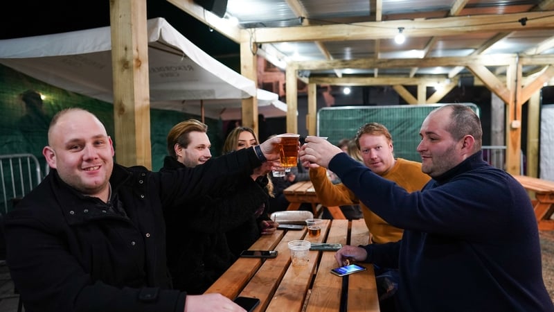 Customers at the Switch Bar in Newcastle, which reopened shortly after midnight